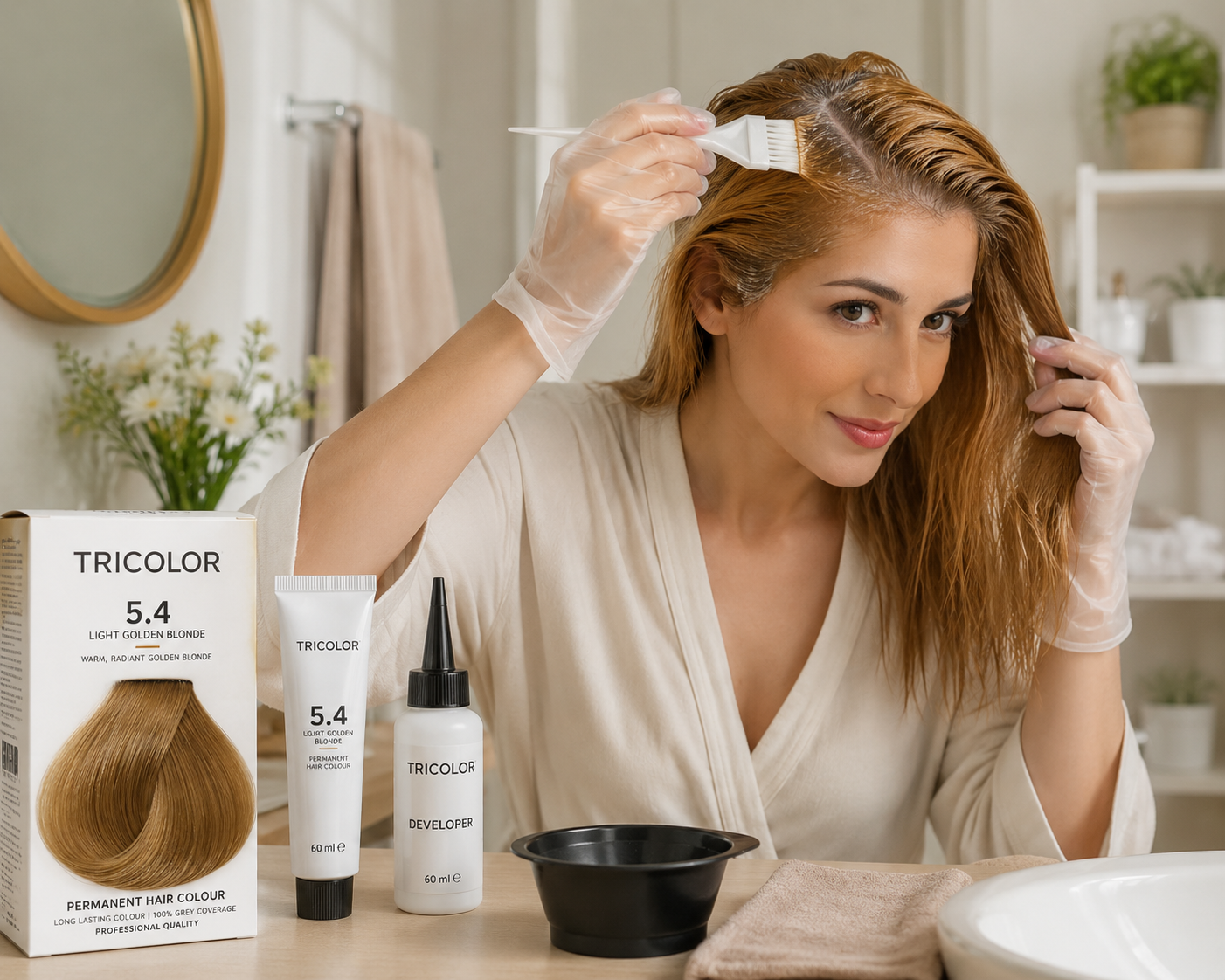 Tricolor Light Golden Blonde permanent hair colour warm golden blonde shade